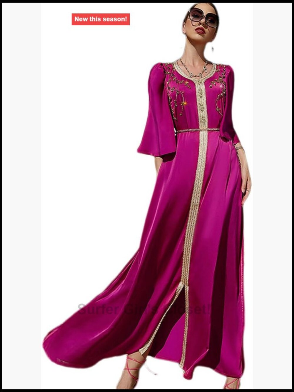 Elegant Embroidered Abaya Dress Maxi Muslim Dubai Attire